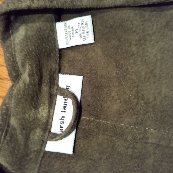 Marsh Landing Green Suede Button Up Front Shirt Size M - Picture 7 of 7